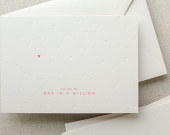 Premium letterpress card "one in a million" with cover | Valentine's Day, Birthday, Anniversary Card