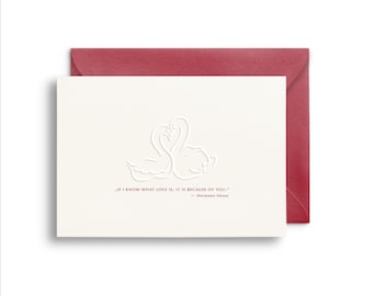Premium-Klappkarte Creme | Embossing „Schwäne“ + Heißfolienprägung | Grußkarte, Valentinstag, Geburtstag, Hochzeitstag