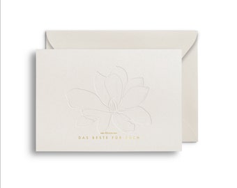 Premium-Letterpress Karte “Magnolie - das Beste für Euch” mit Umschlag | Karte Hochzeit