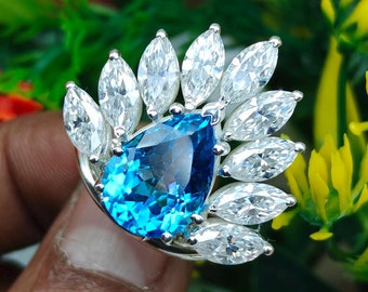 スイスブルートパーズ マルチジェムリング、サイズ：8.25～22.5