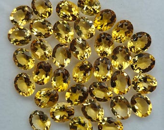 80.85 Cts Natural Citrine Gemstone Lot | 8x10 mm Oval Faceted Yellow Citrine | 35 Pcs Wholesale Loose Stones | Jewelry Making.