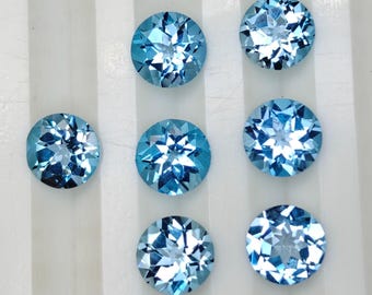 天然スイスブルー トパーズ 19 個セット、30 カラット、ラウンド