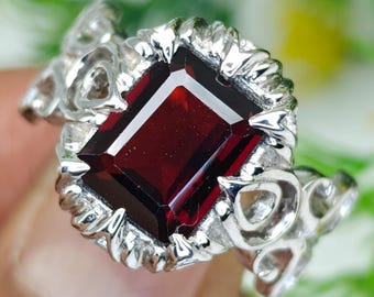 スターリングシルバー 天然 モザンビーク ガーネット テニス ブレスレット(25 CT.T.W) 7 インチ 925スターリングシルバーラウンド天然モザンビークガーネット4.5mm