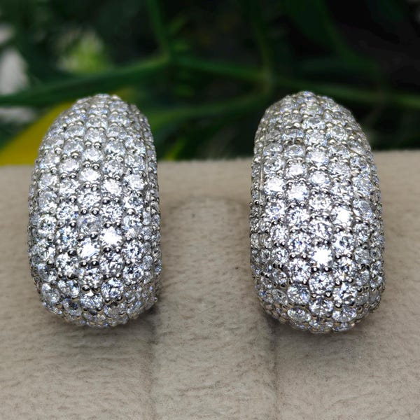 Stunning Moissanite Hoop Earrings | 925 Sterling Silver Earrings | Sparkling Pave Set Moissanite Hoops | Elegant Statement Jewelry for Women