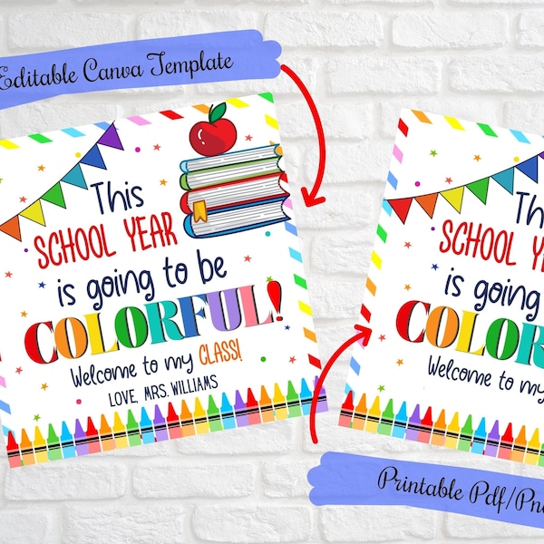 Back to School Crayons Gift tags, This school year is going to be colorful ,first day of school crayon markers tags for class, school , PTO