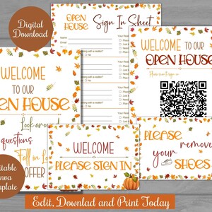 Makelaar Open Huis teken, Aanmeldingsblad, Open Huis Bundelkit voor makelaars, Herfst Thema Makelaar Printables, Instant Download Digitale Afdrukbare