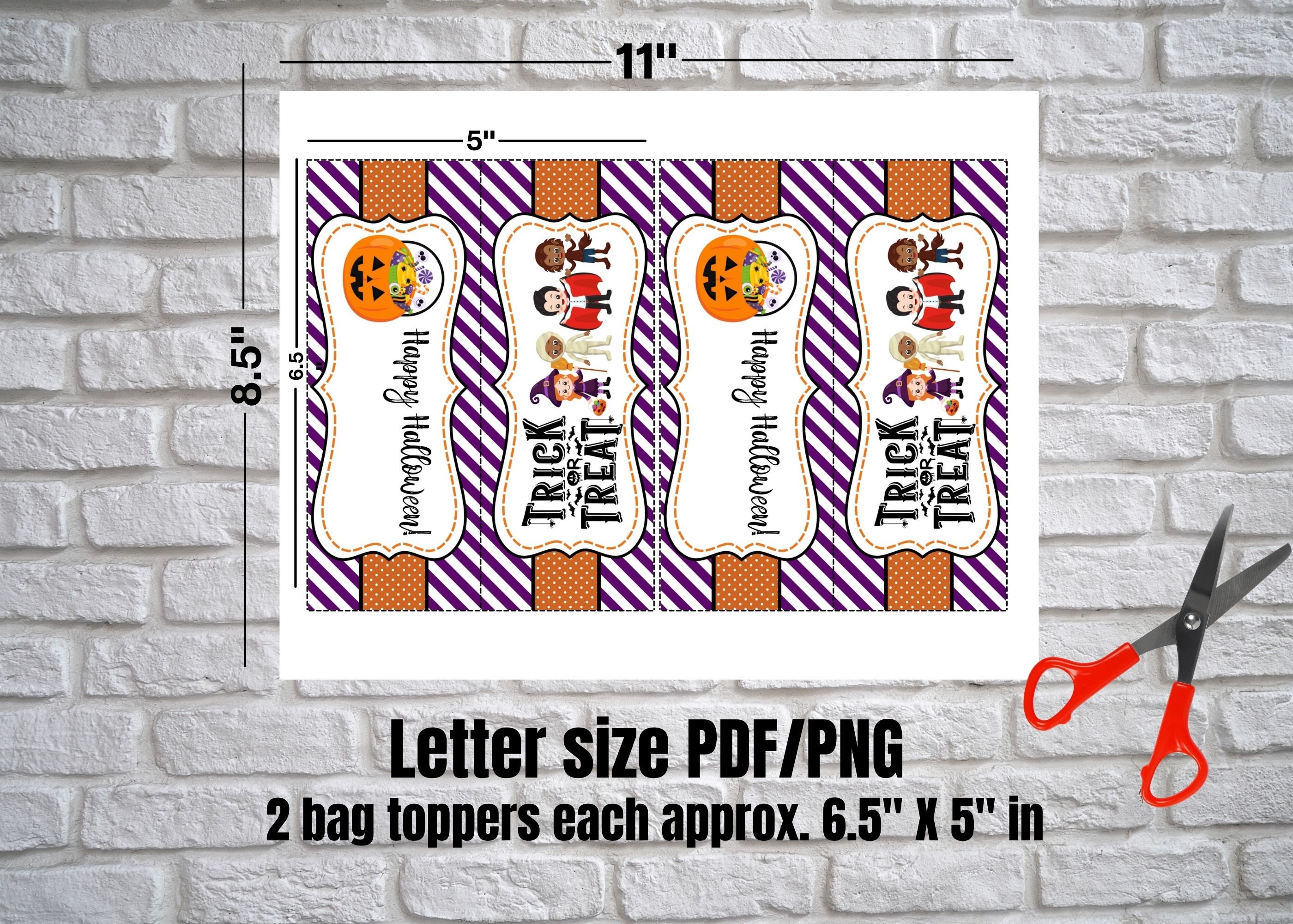 Trick or Treat Halloween Treat Bag Topper Halloween Gift - Etsy