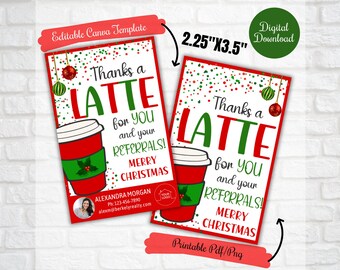 Realtor Christmas Cofffee gift tags, Thanks a latte for your and your referrals,Home Health Mobile Notary,Small Business marketing popby