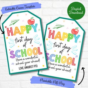 Happy First Day of School Gift Tags for Students, Teachers, Back to ...