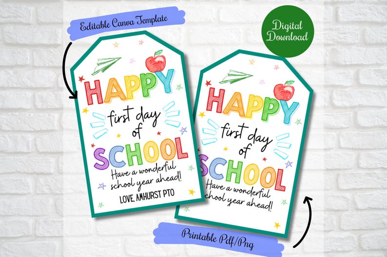 Happy First Day of School Gift Tags for Students, Teachers, Back to ...