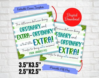 Employee Appreciation week Extra gift tags,Difference between Ordinary and Extra Ordinary is Extra, bus driver teacher,Nurse, Dispatcher,PTO