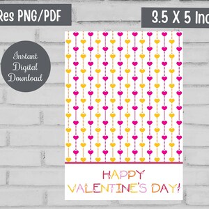 Printable Valentine Cookie Cards, 3.5&quot;X5&quot; cookie card, Happy Valentine&#39;s Day Cookie Card, Mini cookie card,Digital Download, Pink Orange