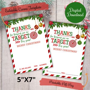 Gracias por mantenerme enfocado este año, porta tarjetas de regalo de Navidad, maestro, escuela, entrenador, mentor, PTO, etiqueta de tarjeta de regalo de tiro con arco