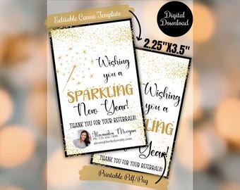 Wishing you a sparkling new year, Realtor New Year pop by tag for clients, Sparklers, Champagne, Pop By Tags,Real estate, home health tags