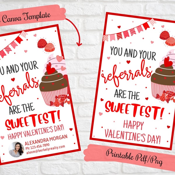 Realtor Valentine Sweets gift tag for clients,You and your referrals are the sweetest, real estate marketing tags, Realtor Valentine Pop by