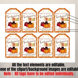 Thanksgiving Gift treat Tags, Just a little thanksgving treat tags for someone so sweet,teacher, friends, family, school, co-workers, PTO image 5