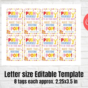 Push Pop Candy Cheer Tags, Push Yourself, Routine Pop, Cheer Team Gift ...