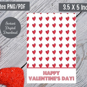 Printable Valentine Cookie Cards, Instant Download, 3.5&quot;X5&quot; cookie card, Happy Valentines Day, Mini cookie card,Digital Download