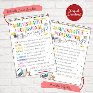 Kit di sopravvivenza dell'amministratore professionista, etichetta regalo di cancelleria, etichetta regalo di apprezzamento dell'assistente amministrativo, etichetta stampabile modificabile