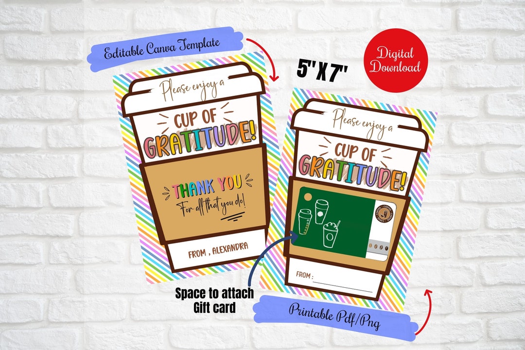 Cup of Gratitude Gift Card Holder for Teacher Appreciation Week,staff ...