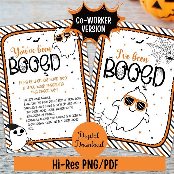 You've been boo'd co worker printable, I've been boo'd office workplace signs, Halloween booed game Workplace edition, Digital Download,