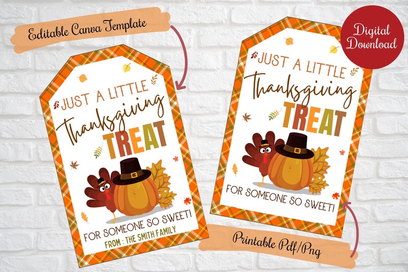 Thanksgiving Gift treat Tags, Just a little thanksgving treat tags for someone so sweet,teacher, friends, family, school, co-workers, PTO image 1