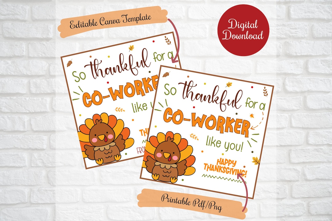 Thanksgiving Gift Treat Tags for Co-workers, Work Friends, so Thankful ...