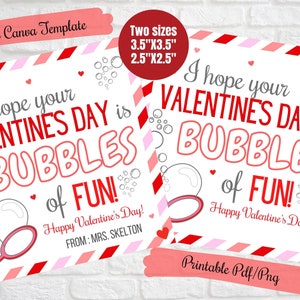 Valentine Bubbles Gift tags, J'espère que votre Saint-Valentin est des bulles de cartes imprimables amusantes, Class bubble wand valentines, Daycare valentines