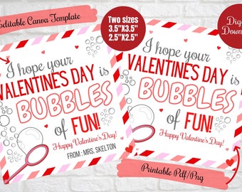 Valentine Bubbles Gift tags, I hope your Valentine's day is bubbles of fun printable cards, Class bubble wand valentines,Daycare valentines