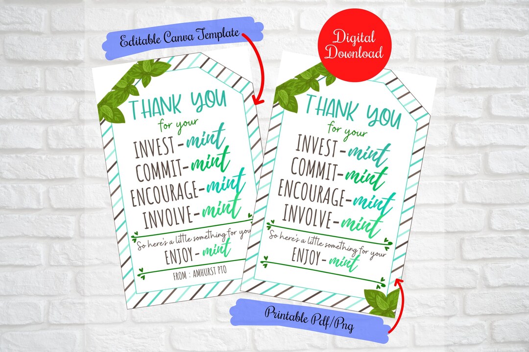 Mint Teacher Gift Tags, Teacher Editable Gift Tags, Employee ...