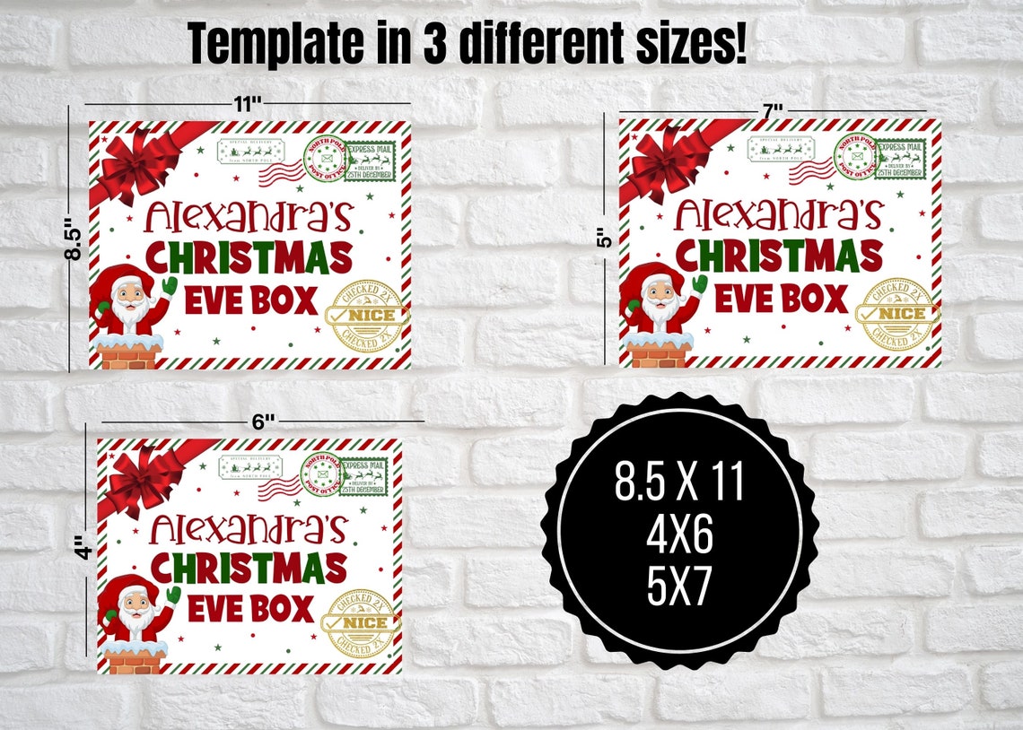 EDITABLE Christmas Eve Box Label personalized Christmas Eve - Etsy