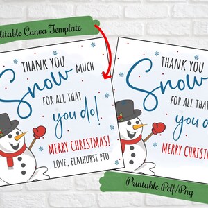 Etiquettes pour cadeaux de Noël, Merci neige pour tout ce que vous faites, enseignant, amis, famille, collègues, prise de force, nounou, étiquettes de vacances