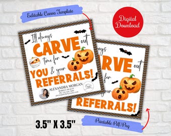 I'll always carve out time for you and your referrals tags, Realtor Halloween Pop By Tags, Business Marketing gift tags,Home Health popby