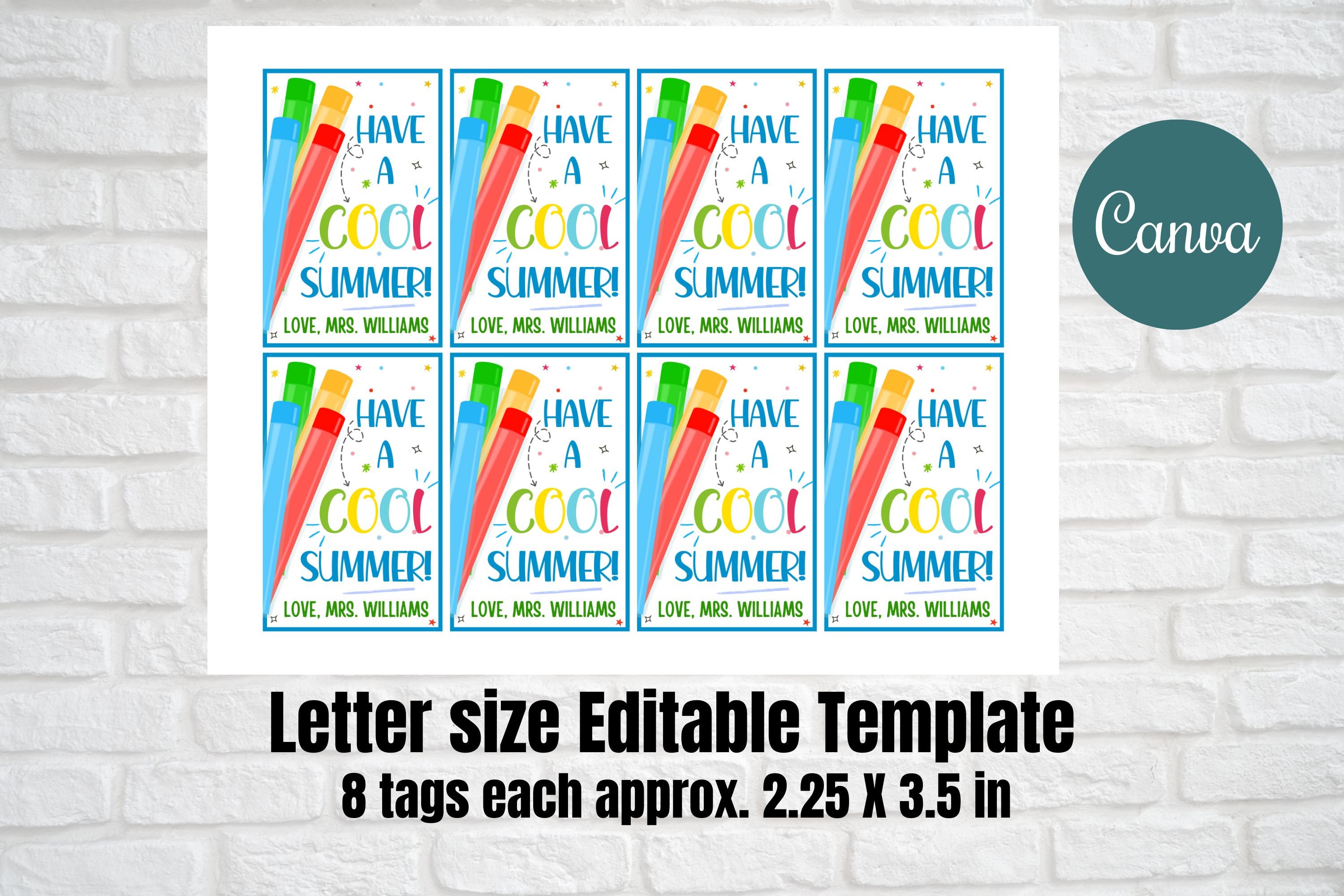 Have a Cool Summer Freezer Pop Gift Tag, Class School End of Year Gift ...