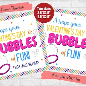Valentine Bubbles Gift tags, J'espère que votre Saint-Valentin est des bulles de cartes imprimables amusantes, Class bubble wand valentines, Daycare valentines