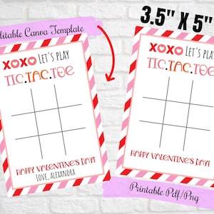 Cartes Saint-Valentin Tic Tac Toe, jeu Saint-Valentin Tic Tac Toe, XOXO Jouons au Tic Tac Toe, Cartes Saint-Valentin modifiables pour la classe et l'école Imprimable