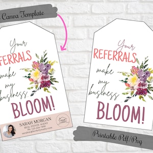 Sus referencias ayudan a que mi negocio florezca etiquetas de regalo, etiquetas de regalo de referencia de clientes de primavera, descarga instantánea imprimible digital, marketing empresarial