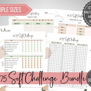 75 Soft Challenge Tracker Bundle, 75 Soft Challenge Printable, Daily Tracker for 75 Soft Easy Medium Challenge, Health fitness printable