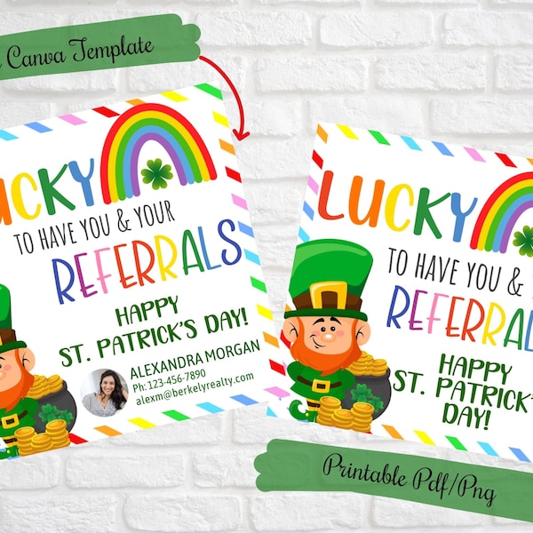 Realtor St Patrick's Day gift tags for clients, Lucky to have you and your referrals, real estate, Business marketing, Notary Realtor Pop by