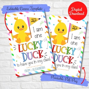Lucky Duck to have you in my class, Back to School gift tags for students, First day of school tags for class kids, rubber duck keychain
