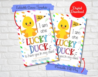Lucky Duck to have you in my class, Back to School gift tags for students, First day of school tags for class kids, rubber duck keychain