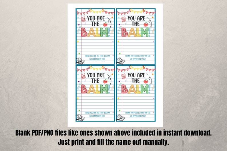 You are the balm, Teacher Appreciation Week Chap stick,Lip Balm gift tags,Editable Canva Template,PTO Staff Assistant Volunteer Appreciation image 7