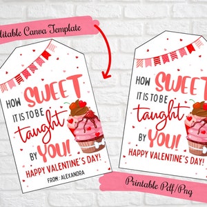 Hoe leuk is het om door jou les te krijgen, Valentijnscadeau-traktatietags, leraar, school, coach, mentor, PTO, zoete traktatie-tags met Valentijnsthema