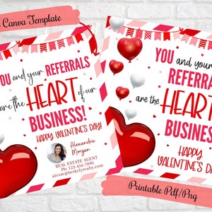 Realtor Valentine gift tag for clients,you and your referrals are the heart of our business, Business marketing, Realtor Valentine Pop by