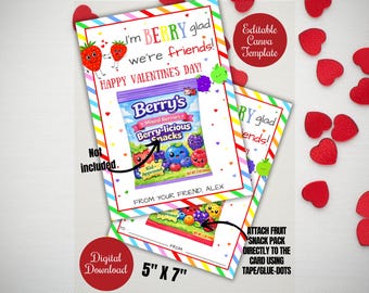 Biglietti di San Valentino per snack alla frutta, sono molto contento che siamo amici, confezione di snack alla frutta per San Valentino per classe, scuola, asilo nido, caramelle alla frutta per San Valentino