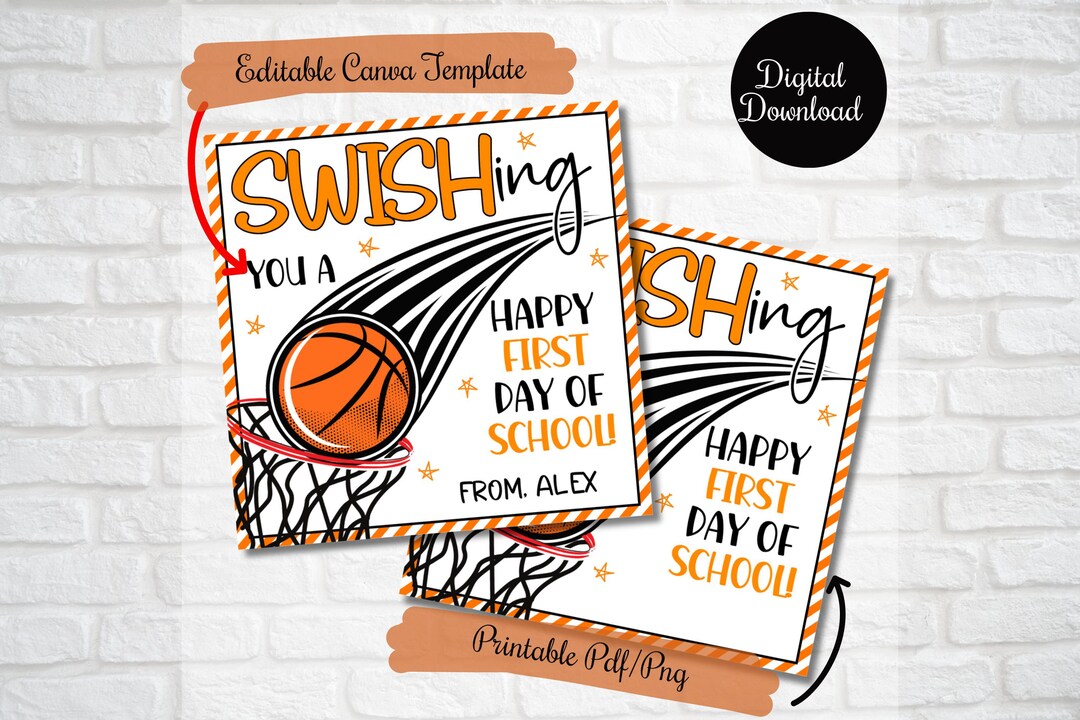 Basketball Back to School Gift Tags, Swishing You a Happy First Day of ...