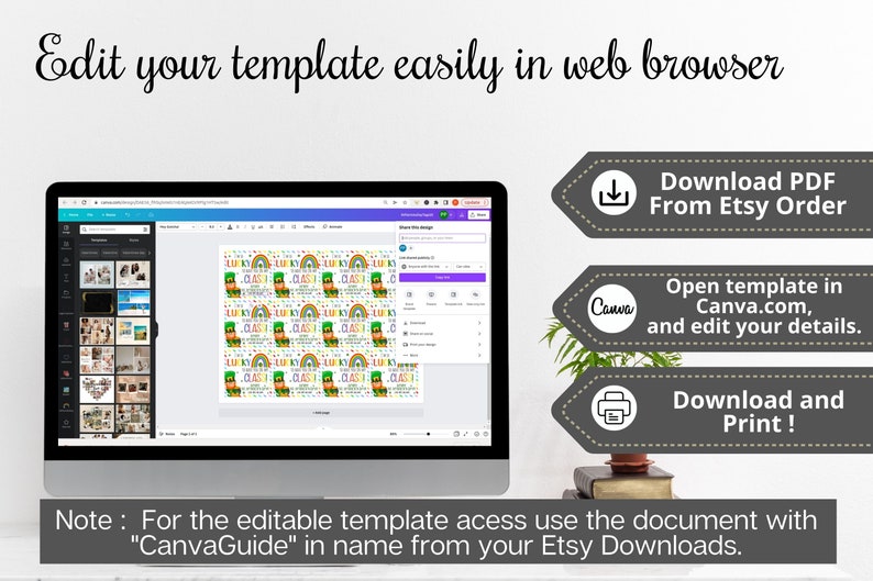 So Lucky to have you in my class ,St. Patricks Day Class School day care gift tags from teacher,Editable Favor Tags Canva Template,Printable image 4