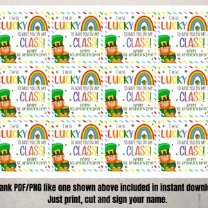 So Lucky to have you in my class ,St. Patricks Day Class School day care gift tags from teacher,Editable Favor Tags Canva Template,Printable image 7