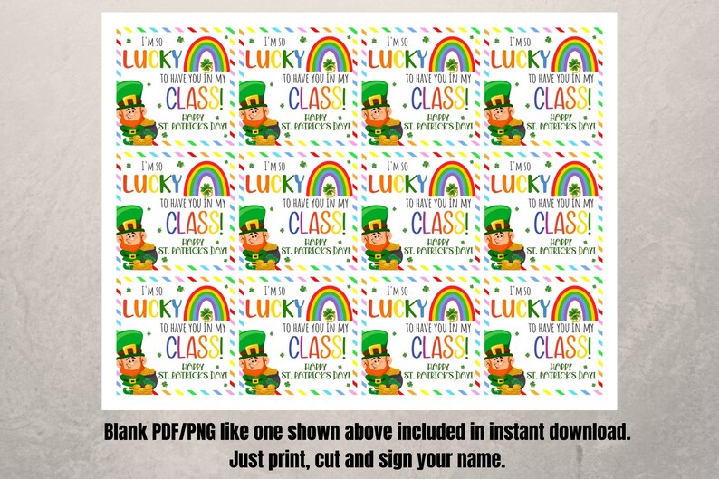 So Lucky to have you in my class ,St. Patricks Day Class School day care gift tags from teacher,Editable Favor Tags Canva Template,Printable image 7
