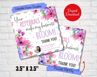 Your Referrals help my business bloom gift tags, Client Referral Gift tags, Home Health, Insurance, Mobile Notary Business marketing tags